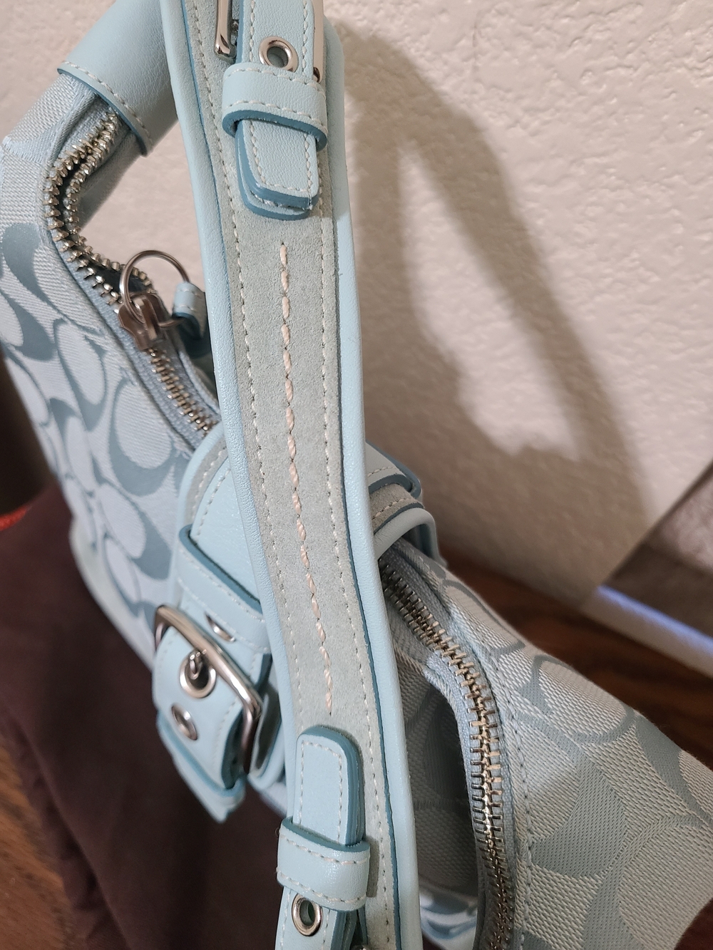 Coach Vintage Hampton Aqua Blue Signature Bag- J6823 - Picture 14 of 14